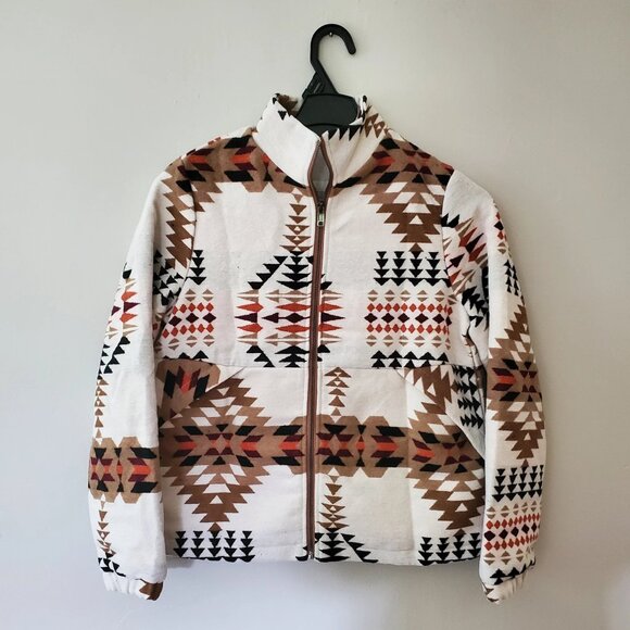 Jackets & Blazers - White Aztec Zip Up Jacket